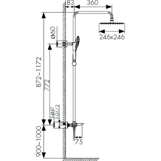 Душевая стойка KAISER Cezar 05282 с термостатом