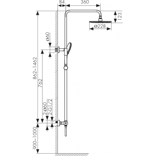 Душевая стойка KAISER Cezar 06177-2 с термостатом чёрная