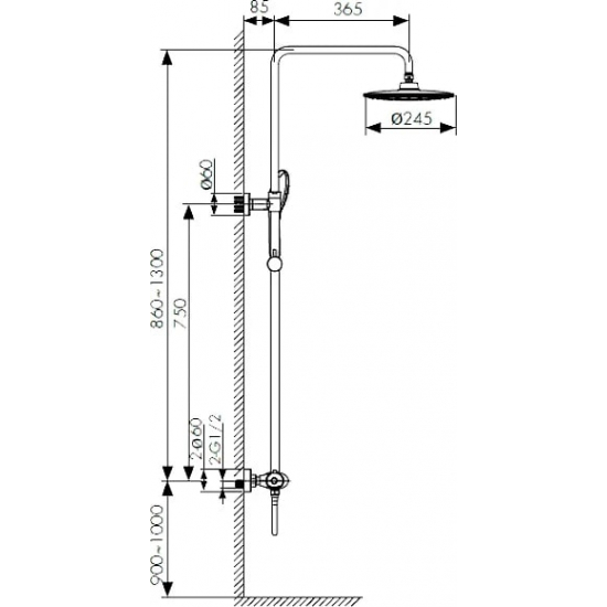 Душевая стойка KAISER Cezar 07177 с термостатом
