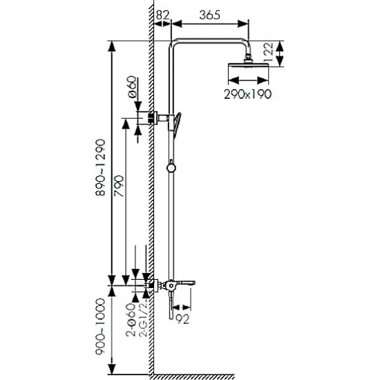 Душевая стойка KAISER Elite 01182-2 с термостатом чёрная