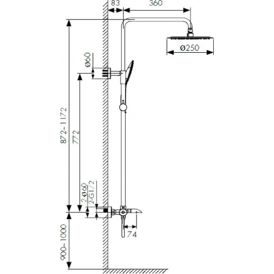Душевая стойка KAISER Nove 06182 с термостатом