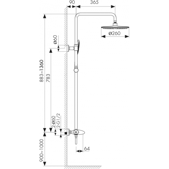 Душевая стойка KAISER Plane 07182 с термостатом