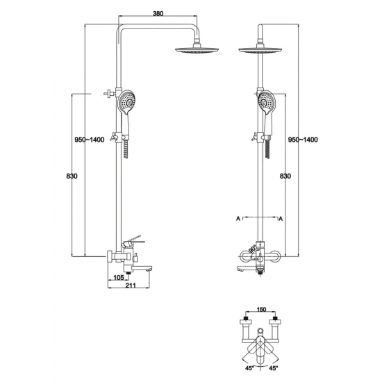 Душевая стойка KAISER SX-2060-4 хром, белый
