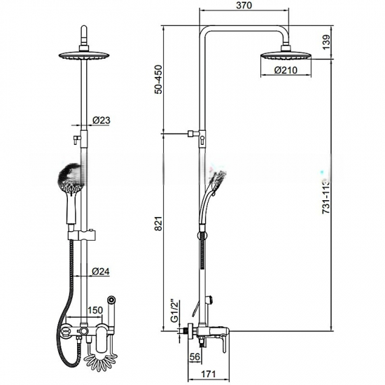 Душевая стойка LEDEME L2413