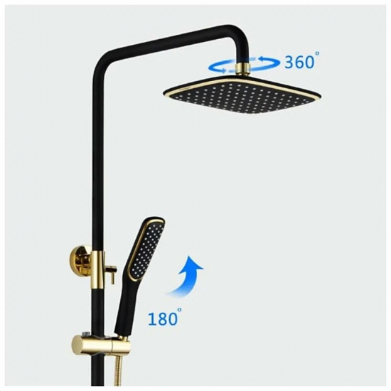 Душевая стойка LEDEME L2414B чёрная, золото
