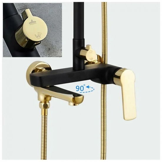 Душевая стойка LEDEME L2414B чёрная, золото