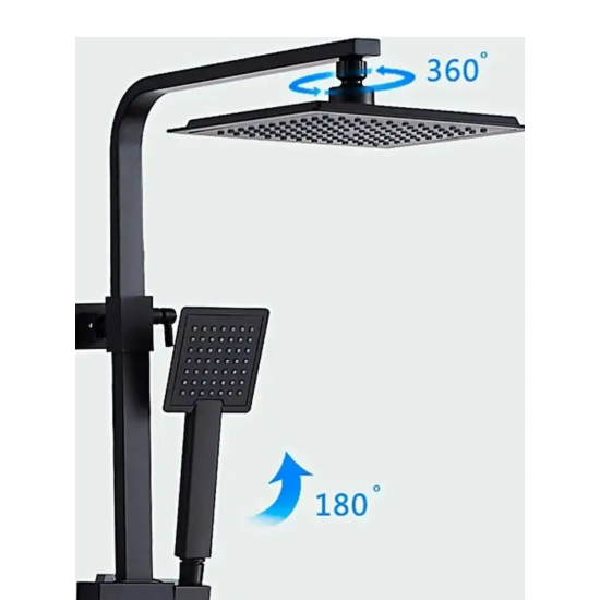 Душевая стойка LEDEME L2424B чёрная с термостатом