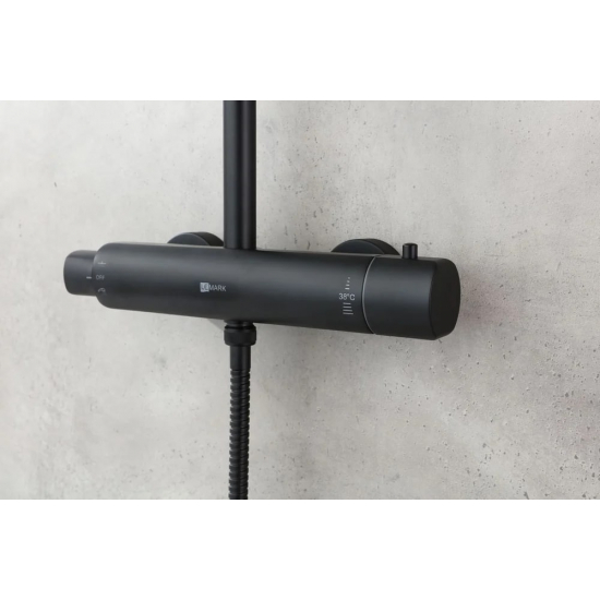 Душевая стойка LEMARK Bronx LM3770BL с термостатом чёрная