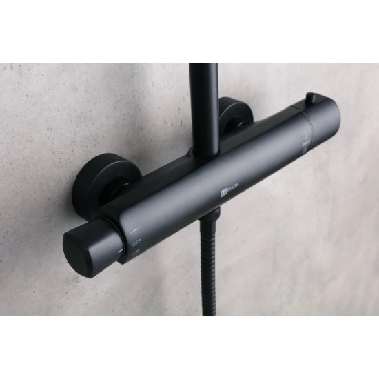 Душевая стойка LEMARK Bronx LM3770BL с термостатом чёрная