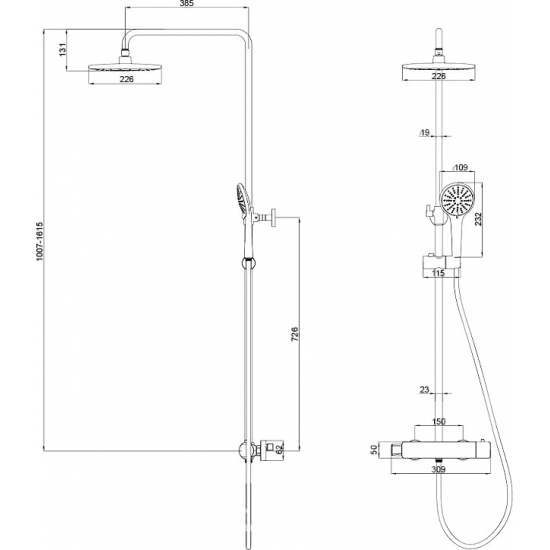Душевая стойка LEMARK Bronx LM3770GM с термостатом графит