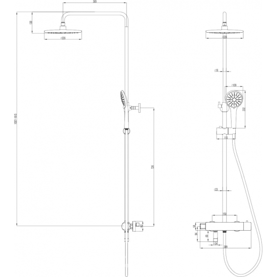Душевая стойка LEMARK Bronx LM3772BL с термостатом чёрная