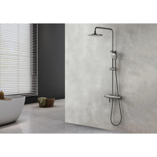 Душевая стойка LEMARK Bronx LM3772GM с термостатом графит