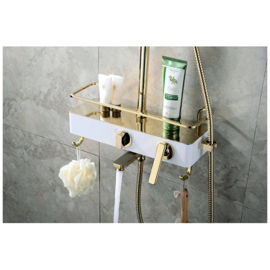 Душевая стойка LEMARK Mista LM6462WG белая, золото