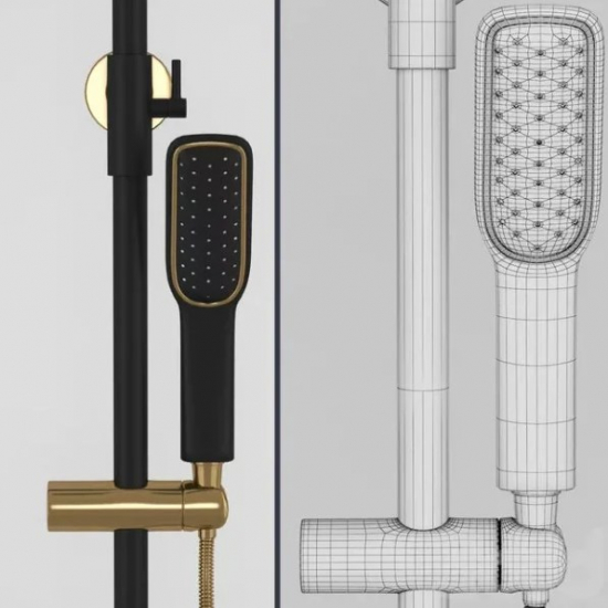 Душевая стойка LEMARK Swan LM5462BG чёрная, золото
