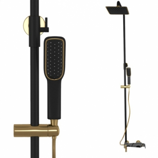 Душевая стойка LEMARK Swan LM5462BG чёрная, золото