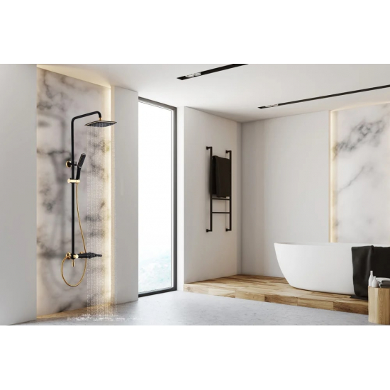 Душевая стойка LEMARK Swan LM5462BG чёрная, золото