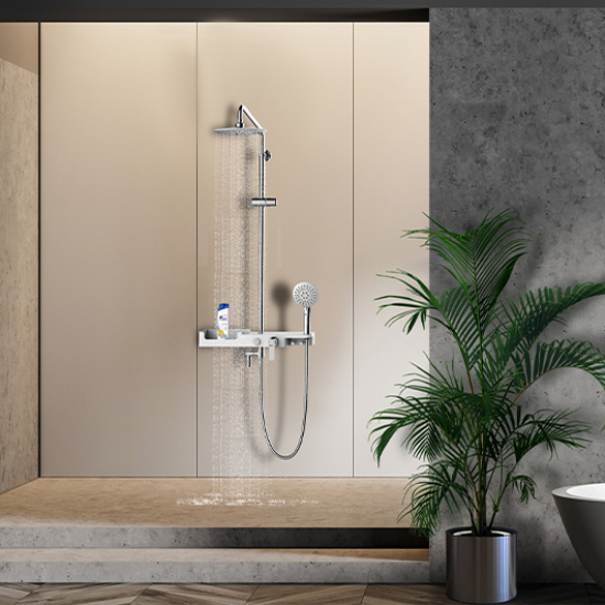 Душевая стойка LEMARK Tropic LM7007C хром, белая