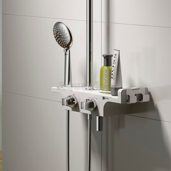 Душевая стойка LEMARK Tropic LM7008C с термостатом белая