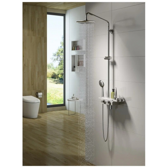 Душевая стойка LEMARK Tropic LM7008C с термостатом белая