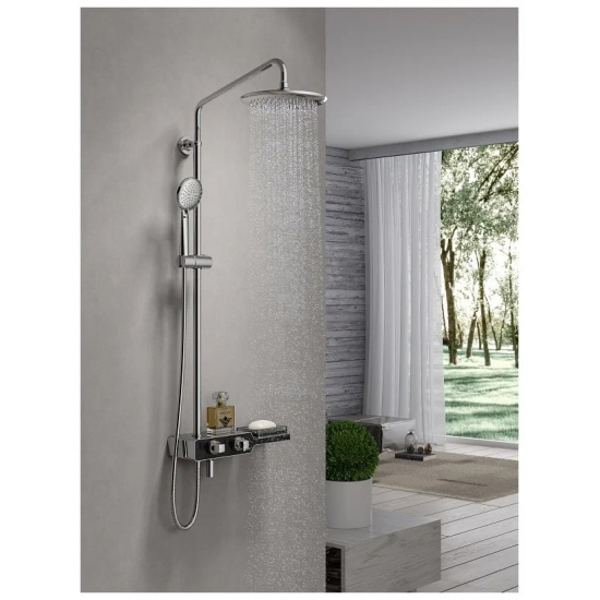 Душевая стойка LEMARK Tropic LM7009C с термостатом чёрная