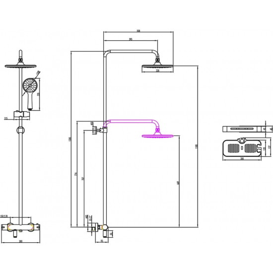 Душевая стойка LEMARK Tropic LM7010C с термостатом