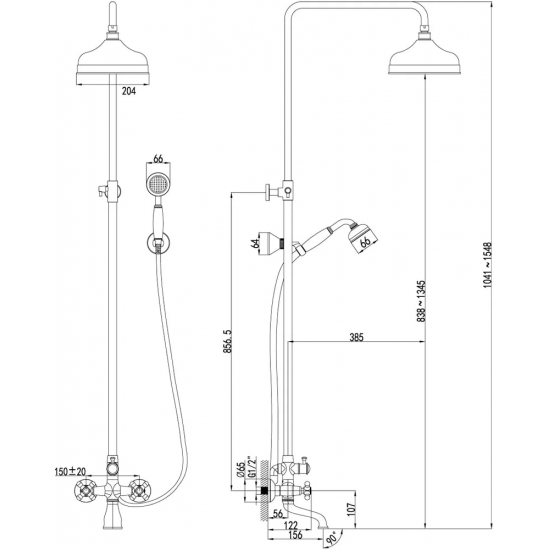 Душевая стойка LEMARK Vintage LM2862B бронза