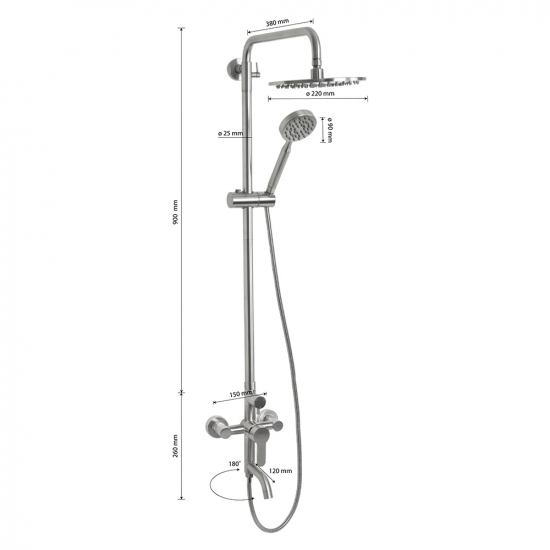 Душевая стойка MAGNUS M9235 нержавеющая сталь