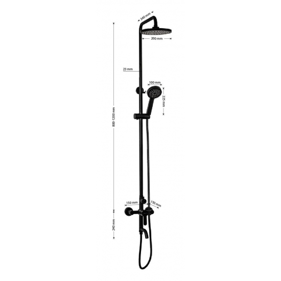 Душевая стойка MAGNUS M92352 нержавеющая сталь, чёрная