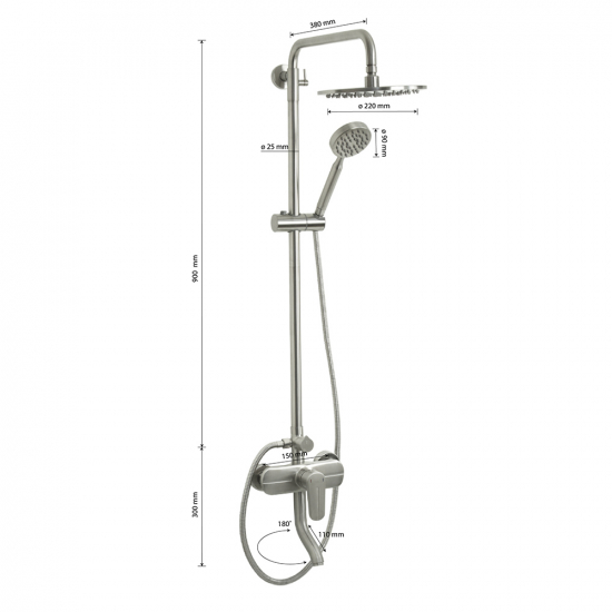 Душевая стойка MAGNUS M9239 нержавеющая сталь