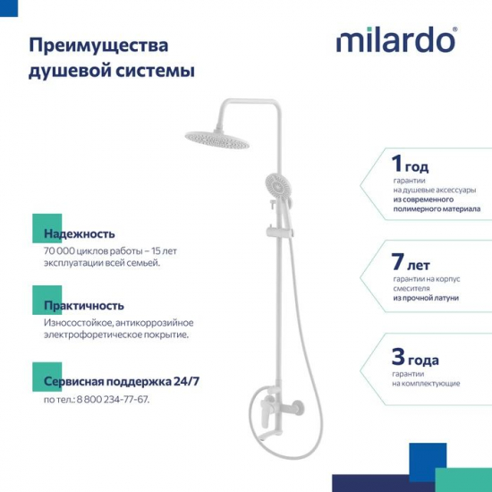 Душевая стойка MILARDO RORWT4FM06 белая