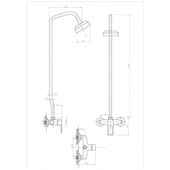 Душевая стойка ПроФсан Steel ПСМ-510-017