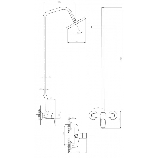 Душевая стойка ПроФсан Steel ПСМ-514-017