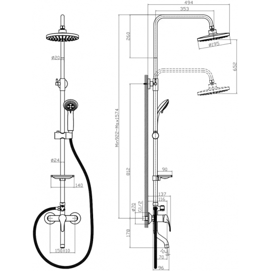 Душевая стойка ROSSINKA  A35-46
