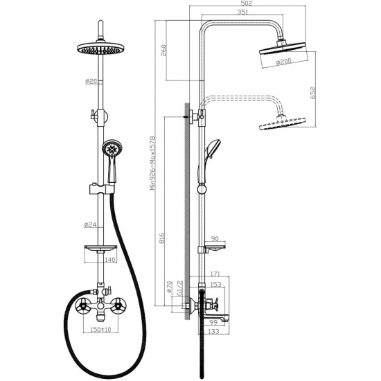Душевая стойка ROSSINKA Q02-46