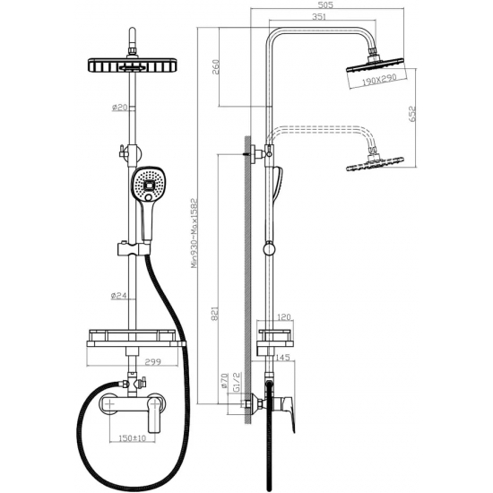 Душевая стойка ROSSINKA RS27-45