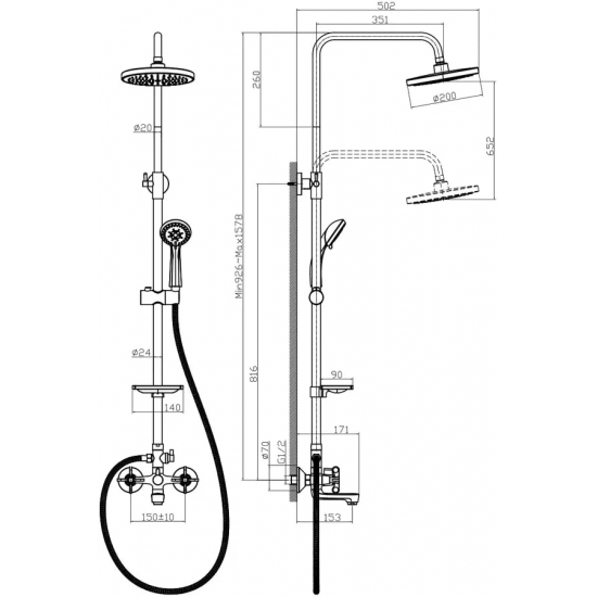 Душевая стойка ROSSINKA RS42-46