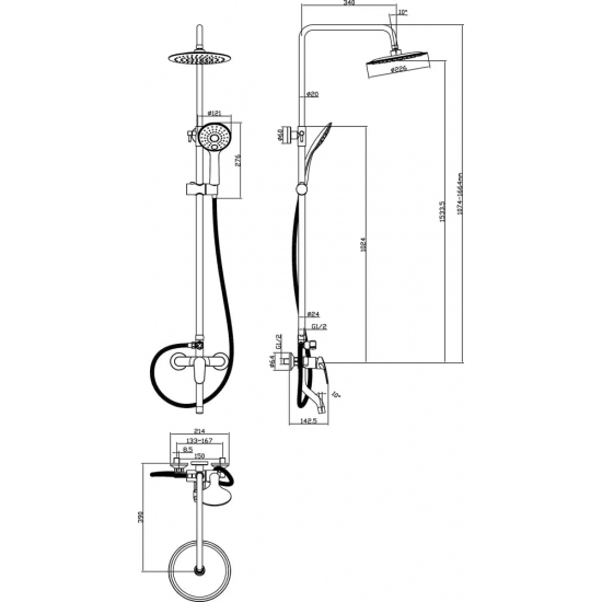 Душевая стойка ROSSINKA RS45-46