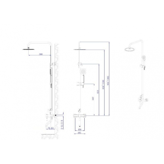 Душевая стойка RUSH Melos SUS1101-40Black чёрный