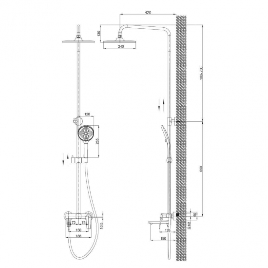 Душевая стойка SOLE Baikal S057C