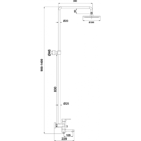 Душевая стойка TIMO Beverly SX-1060/03 чёрная
