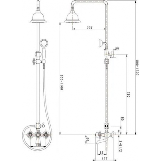 Душевая стойка TIMO Nelson SX-1190 chrome
