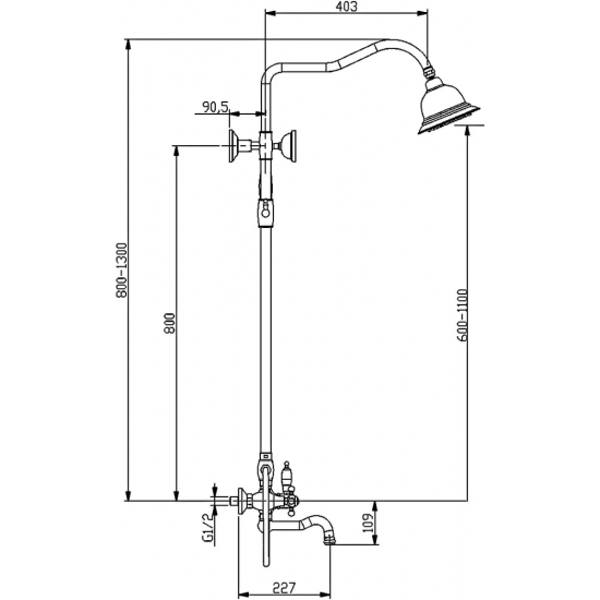 Душевая стойка TIMO Nelson SX-1291/02 бронза