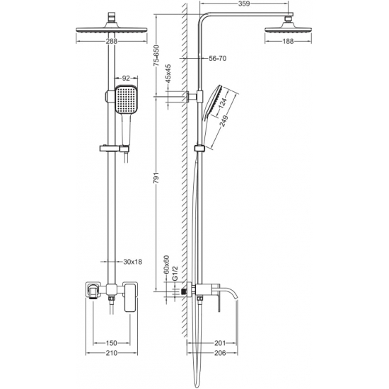 Душевая стойка TIMO Selene SX-1013/00