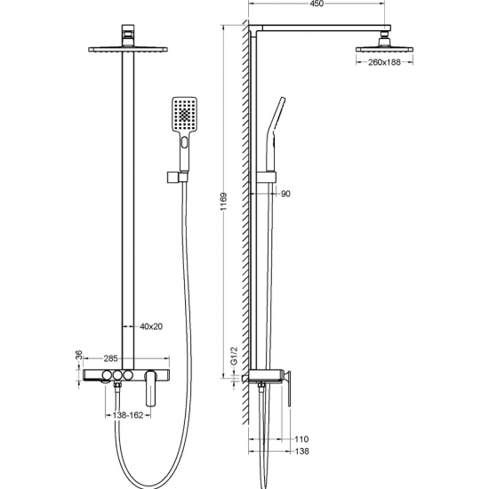 Душевая стойка TIMO Torne SX-4310/03 чёрная