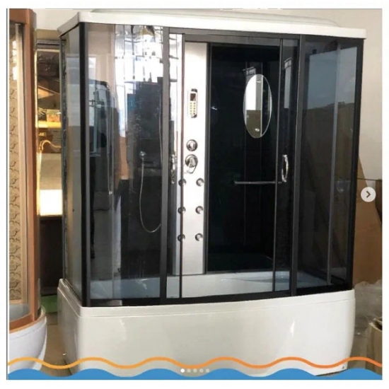 Душевой бокс LORANTO CS-78-3A 170x85x215 чёрная дверь раздвижная