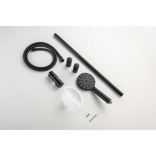 Душевой гарнитур AQUATEK Оберон AQ2014MB, 3jet 60 см, матовый чёрный