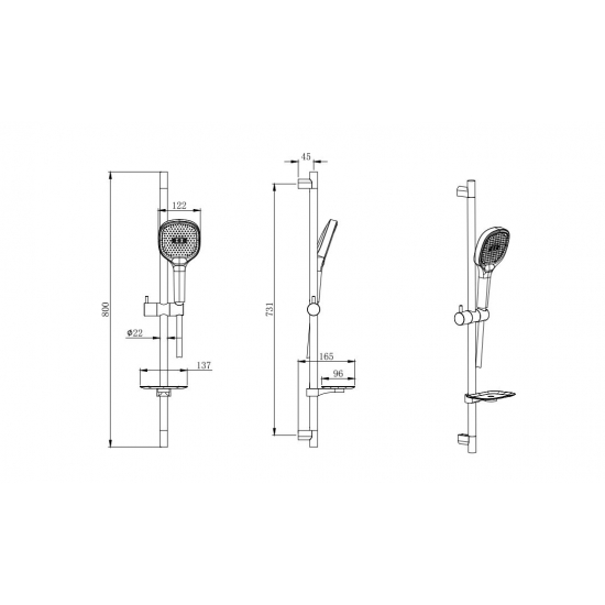 Душевой гарнитур AQUATEK Вега AQ2021CR, 3jet 73см, хром