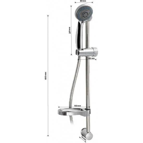 Душевой гарнитур METAL 00001 с лейкой и мыльницей