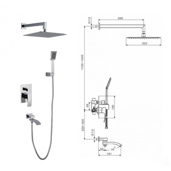 Душевой комплект GAPPO G07 G7107 С ВНУТРЕННЕЙ ЧАСТЬЮ