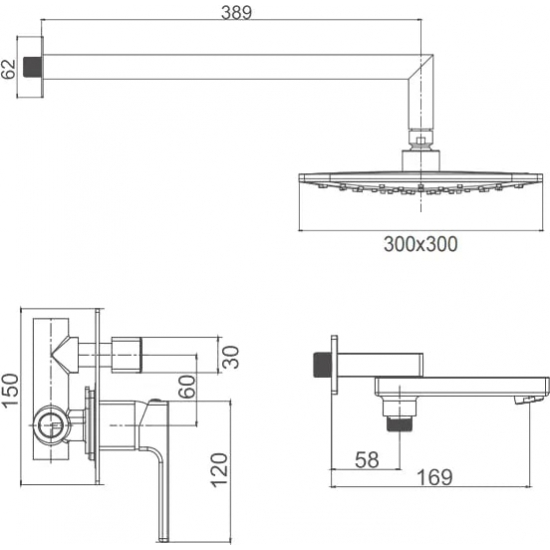 Душевой комплект GAPPO G17-6 G7117-6 чёрный С ВНУТРЕННЕЙ ЧАСТЬЮ